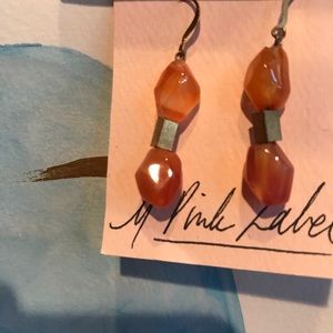 Carnelian and brass earrings